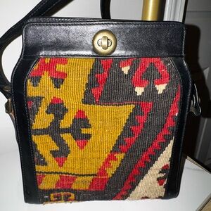 Kilim Wool and Leather Crossbody Bag